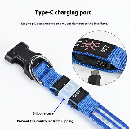 Shiny Dog Collar Double Fiber Pet Night Collar